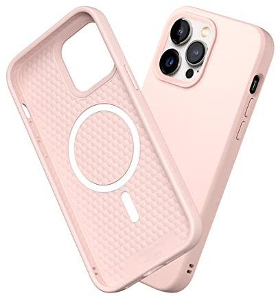 RhinoShield Case kompatibel mit [iPhone 14 Pro Max] | SolidSuit - MagSafe-kompatibel -Stoßdämpfende & schlanke Schutzhülle mit Premium Finish - 3.5 Meter Fallschutz - Samtrosa
