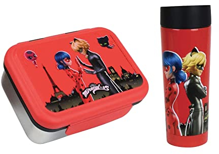 Miraculous - Lot gourde thermos et boite goûter en inox