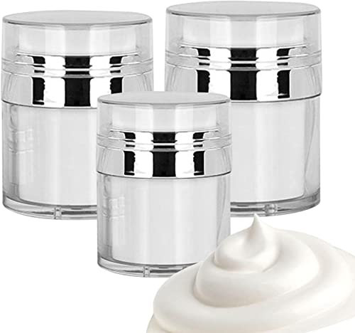 Cosmetic Cream Jar Vacuum Bottle,Moisturizer Container Airless Pumpspender,Creme Pumpspender Travel Essentials Reise Spenderflasche Vakuum Kosmetikbehälter (A 15 Ml + 30 Ml + 50 Ml)
