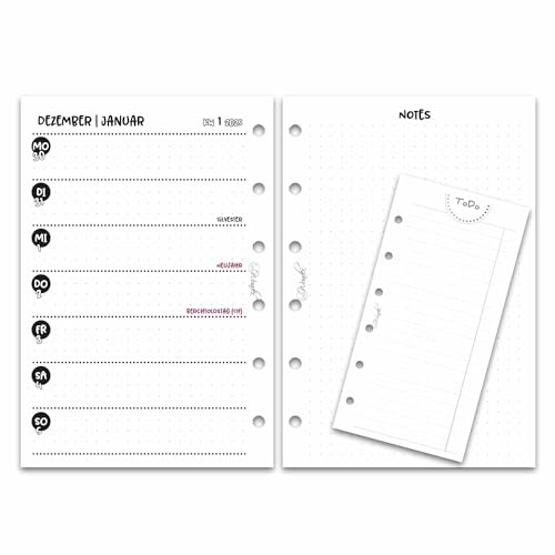 SinnWunder® Premium Kalendereinlagen 2025 - Wochen-Kalender mit 1 Woche auf 2 Seiten – Größe Pocket – mit gratis ToDo-Listen – ColorMeSinn