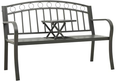 vidaXL Gartenbank mit Tisch Grau 120 cm Stahl