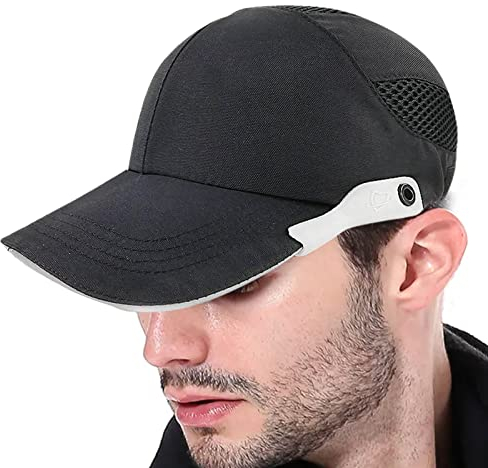 Mesh Anstoßkappe Breathable, Schutzkappe Kopf, Baseball Anstoßkappe Sicherheitsmütze, Kopfschutz Schutzkappe, Stoßschutzkappe Mit Hartschale Atmungsaktiv Leicht Anti-Schock, Schwarz