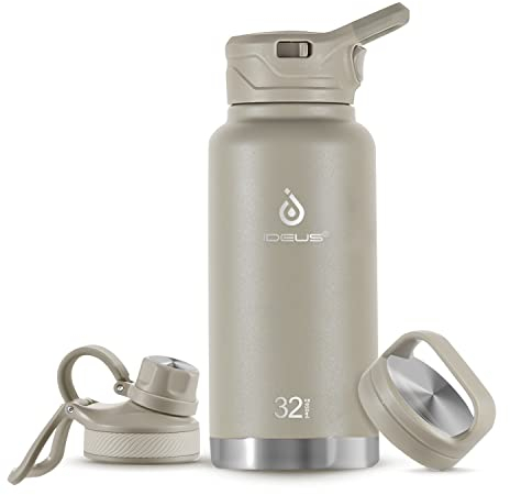 IDEUS Vakuumisolierte Wasserflasche, 32oz (950 ml) Edelstahl Doppelwand Flasche Metall Sport Kantine mit auslaufsicherem Schraubverschluss (Seladon)