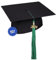 KEPI - Abschluss Hut, Doktorhut, Europäischer Hersteller, Graduation Hut im Universalgröße, Verstellbereich 54-61 cm, Quaste mit Datumsanhänger 2025, Abschlusshüte in 18 Farben - Grün