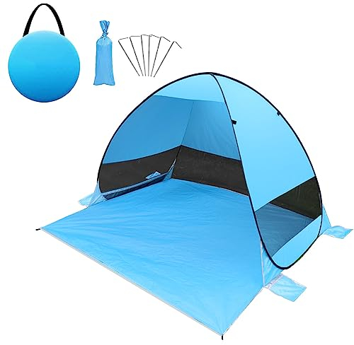 BIHEE Tente de Plage Pop-Up - 200 x 165 x 130 cm - pour 2 à 3 Personnes - Protection UV Portable Abri de Plage pour Jardin, Camping, Picnic, Parc, Voyage ect Les Èvénements en Extérieur