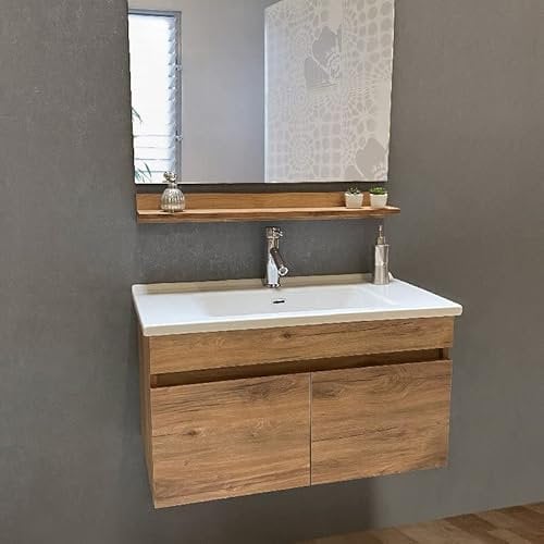 Basco Bath Ensemble Meuble 85 cm avec Miroir et Plan Vasque - Toha
