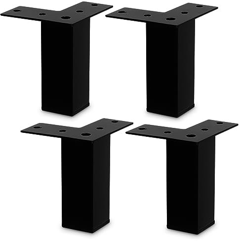 Mavö 4 Stück quadratische Tischbeine Möbelfüße Möbelbeine schwarz 10cm Sofabeine Schrankbeine Schrankfüße TOKA 100mm, Schwarz