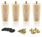 EETU 30cm/11.8inch Wooden Furniture Legs, Solid Wood Sofa Legs Set of 4, Wood Cabinets Replacement Furniture feet with Mounting Plates and Screws for Armchair Table Couch Bed