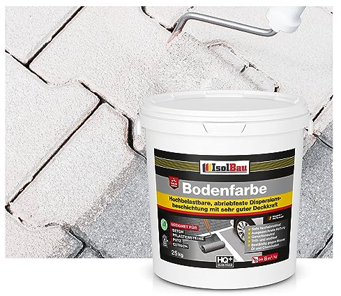Isolbau Bodenfarbe - 25 kg - Boden- und Betonfarbe für Keller, Garage, Werkstatt - Wasserfeste Bodenbeschichtung für innen & außen - Weiss (RAL)