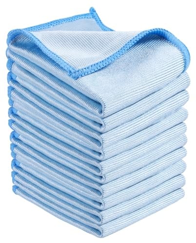 Yafe 10 PCS Glass Cleaning Cloth(11.8 * 15.7), Microfibre Cloth Lint Free Cloth Microfiber Cleaning Cloths Reusable Glass Cloth for All Purpose