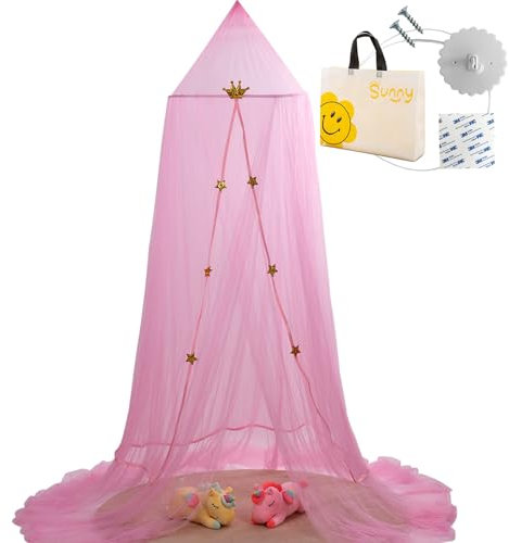 MRWiZMS Betthimmel | Baldachin Kinderzimmer | Himmel Babybett Kinder Schlafzimmer Dekoration für Höhle, Spielzimmer | Geschenk für Babydusche, Neues Baby, Älteres Kind (Pink Crown)