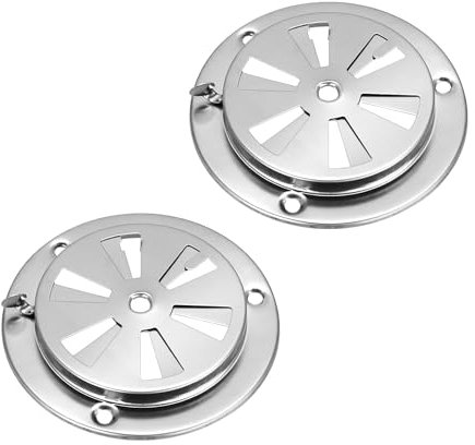 OGA 2PCS BBQ Grill Smoker Exhaust Vent Stove Air Vent Damper for Adjusting Airflow, BBQ Smoke Grilling Air Vent Set, Stainless Steel Grill Vent Smoker Replacement Parts, JMUS20243414