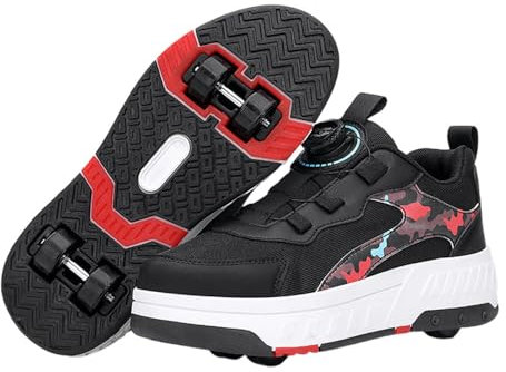 Mateju Schuhe mit Rollen für Kinder - 2-in-1 Jugend Outdoor Camouflage Roller Schuhe Turnschuhe Skateboardschuhe