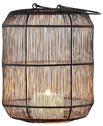 Marrakesch Boho Deko Aesthetic Windlichter Metall Draht 27 cm groß schwarz Gold | Windlicht Teelichthalter Stello als Gartendeko & Wohnzimmer Tisch Deko | Exquisite Kerzenständer für Teelichter