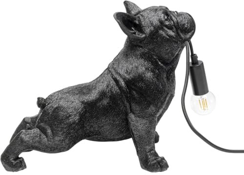 Kare Design Tischlampe Toto Schwarz, Hund, 35cm Höhe, Kunstharz, Tierdesign, Moderne Tischleuchte, Schlafzimmer, Wohnzimmer, keine Leuchtmittel inklusive, 35x28x19 cm (HxBxT)