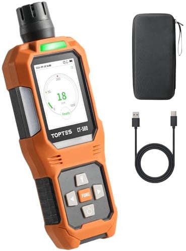 TOPTES CT-580 Detector de monóxido de Carbono, Detector de CO Recargable con alarmas por vibración, visuales y audibles, Alarma CO portátil, 0-1000PPM para el hogar, Coche, Camping y Viajes