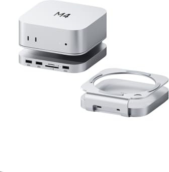 Hagibis Mac Mini M4 Hub & Stand with SSD Enclosure, 3 in 1 USB Type-C Docking Station with M.2 NVMe SSD Case, 10Gbps USB3.2 Gen2, SD4.0, TF4.0, 5V/2A Power Supply for M4 Pro (MC60)