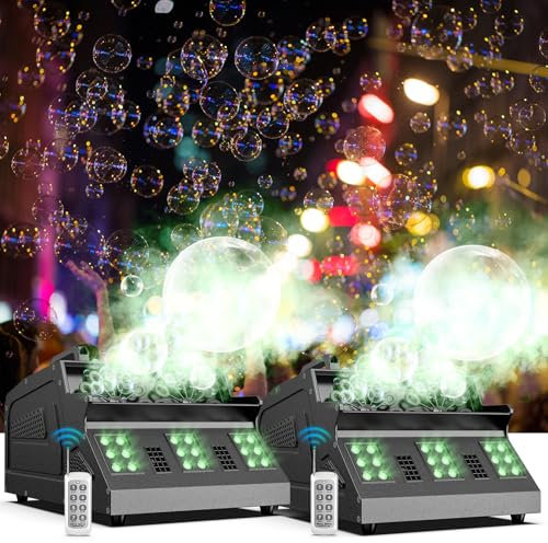 Machine à Fumée, 2 pièces Machine à Bulles, Machine a Fumee de Fête 1500W avec Télécommande, Contrôle DMX, adaptée aux Fêtes, Anniversaires, Jardins, Halloween, Noël