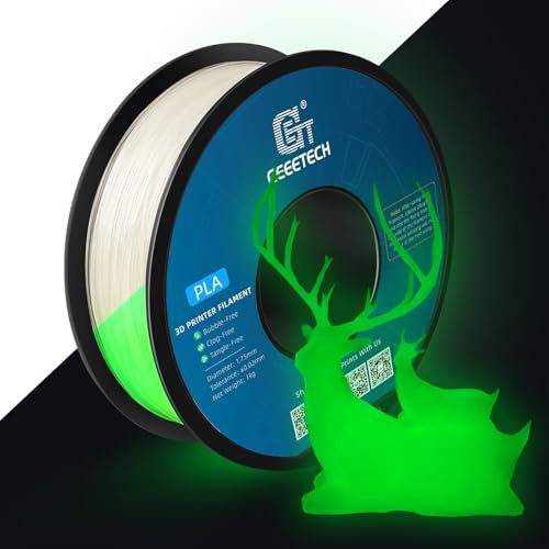 GEEETECH PLA Filament 1.75mm, Glows in the Dark Filament, 3D Drucker Filament 1kg Spool, Filament Leuchtend grün