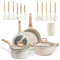 JUPPLIES Juego de Cocina Antiadherentes de 18 Piezas - Sartenes de 20 y 24cm Antiadherentes y Ollas Cocina de 16 y 20cm - Bateria de Cocina + 12 Utensilios - Libre de PFOA