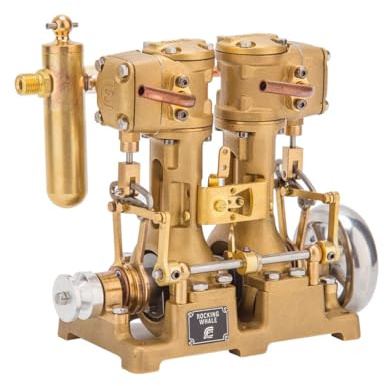 BuildCubes RW-L2 Ångmaskinsmodell, Inline tvåcylindrig lyftkolv, ångmaskin, modellbyggsats för 70–130 cm ångfartyg, framåt/backrotation, utan panna, gåva -RTR