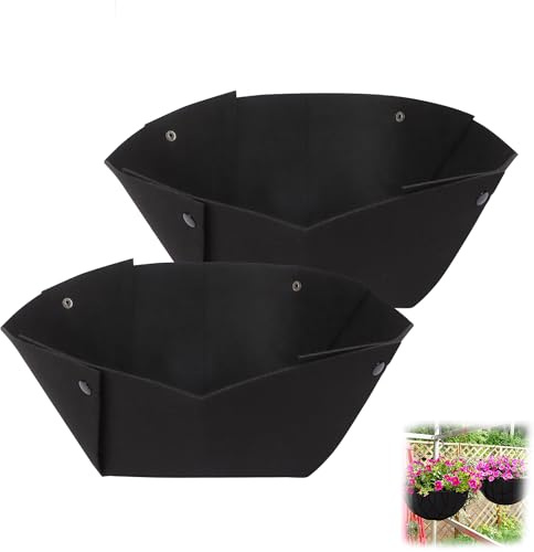 Plliocse Hanging Plant Liner 2pcs Round Hanging Basket Liners, Black Felt Garden Planter Liners for Garden Flower Pot Plant Container (14inches)