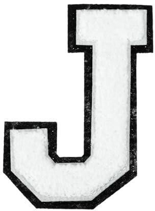 sourcing map Chenille Letter Patches 4.5 Alphabet J Iron on Embroidered Patch Sew on Letter Stickers Applique for Repairing Clothing Jeans Shoes Hats DIY(White, Pack of 1)