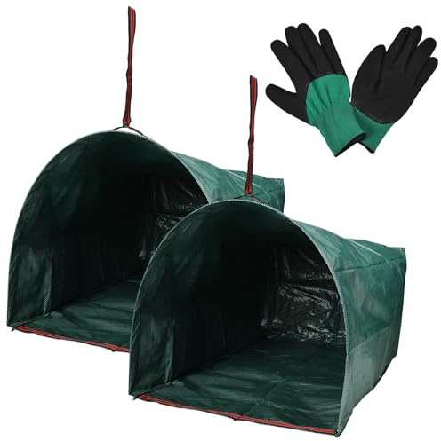 Blueshyhall 2 Stück Gartenabfallsack 270L Groß Gartensack, Wasaserdicht Reißfest Stabil Laubsack mit Griff, Garten Sammelsack Set mit Handschuhe für Laub, Rasen, Abfall