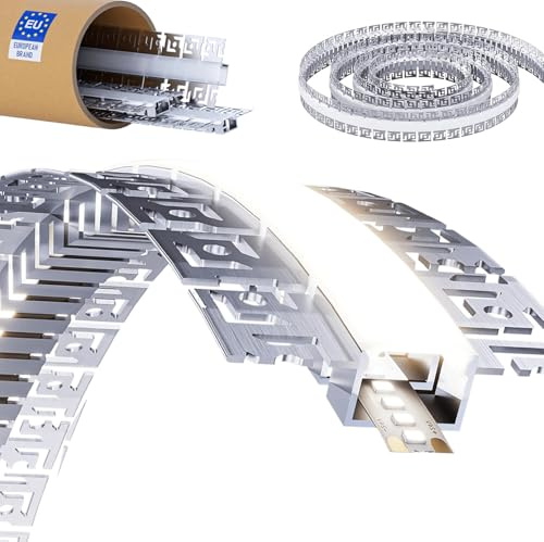 LASLUX LED Profil flexibel für Gipskarton 2m × 10 – Biegsames Aluminium Trockenbau Unterputzprofil 60x12.5mm für Decke & Wand, Einbauprofil für LED Streifen bis 18mm, ideale Kurven-Lichtlinie
