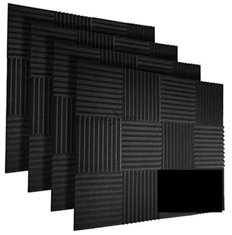 Akustikpaneele Selbstklebend 48 Stück 30x30x2,5 cm Akustikschaumstoffplatte Studio Schallschutz Keil Schalldichte Wandpaneele Akustische Isolierung Behandlung Schalldicht(48 Black)