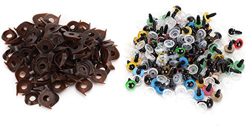 HPZIHUIT – yeux de sécurité en plastique, mélange de couleurs, avec rondelle, accessoires pour bricolage, ours en peluche, poupées d'animaux, marionnettes (10mm)