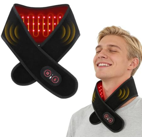 Cordless Neck Massager, Heated Pad with 3 Heat & Vibration Modes Massager, Portable Neck Warmer for Neck, Shoulders, Waist, Arms & Legs, Soothing Warmth for Daily Comfort
