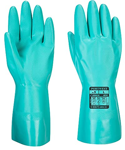 Portwest A810GNRXL Guanto Protezione Chimica in Nitrile, Verde, XL
