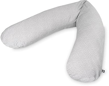 Julius Zöllner Jersey Stillkissen ca. 190 cm | Füllung 42 Liter EPS-Mikroperlen | Made in Germany | Bezug aus 100% Baumwoll-Jersey | OEKO-TEX® STANDARD 100 | Tiny Squares Grey