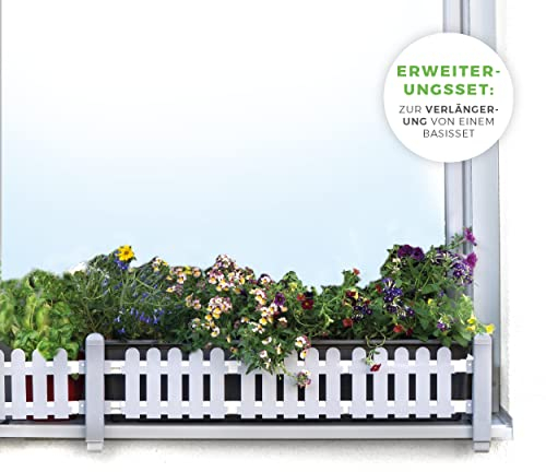 Support pour jardinières, Set D'EXTENSION Masu pour rebords de fenêtres de Toutes Sortes, réglable en continu, Rebord de fenêtre antichute, jardinieres Exterieur (Gris Signal, Classique)