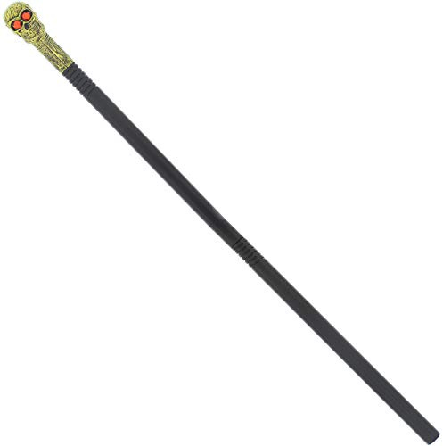 Zac's Alter Ego 102cm Fancy Dress Antique Gold Crazy Skull Staff/Cane with Ruby Gem Eyes