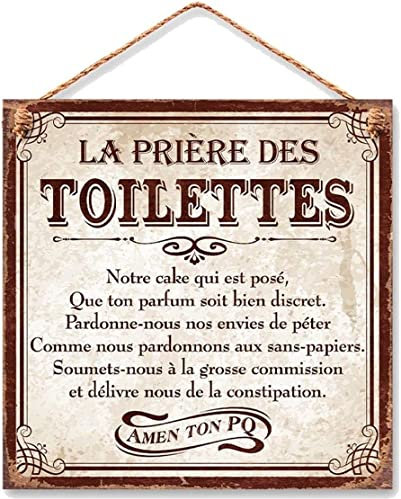 Rétro Plaque métallique à Suspendre Prière des Toilettes 20 cm