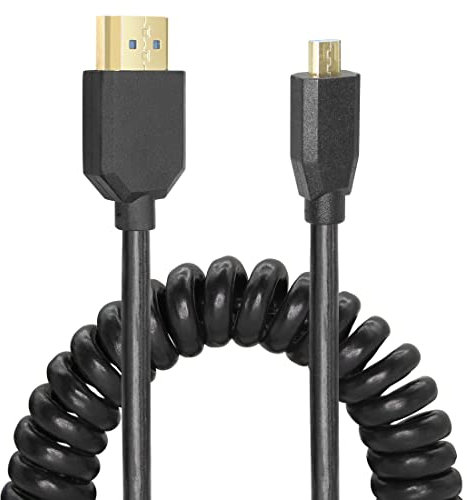 YACSEJAO Micro HDMI to HDMI Cable Coiled 8K HDMI 2.1 Telescopic Cable High Speed Cable Support 120Hz 48Gbps Dynamic HDR for Digital Cameras (Straight)