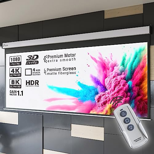Pantera | Motor-Leinwand | 108 Zoll | 240 x 135 cm | 16:9 | Premium Rohrmotor | 4K/8K Ultra HDR 3D | Elektrische Beamer Leinwand | Projektions-Bildschirm | Projektor Leinwand | Knitterfest