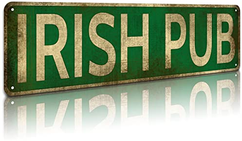 KooLL Irish Pub Blechschild, Aluminium, schlankes Blechschild, Straßenschild, lustiges Metallschild, Wanddekoration für Schlafzimmer, Zuhause, Bar, Garage, Kunstgeschenk, 10,2 x 40,6 cm