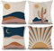 ASDCXZ Boho Kissenbezug 50x50 cm 4er Set, Boho Abstrakt Kunst Sonne Kaktus Beige Marineblau Sofa Dekokissen Kissenbezüge Kissenhülle Waschbar Polyester Flachs Textil Kopfkissenbezug Kissen Bezug