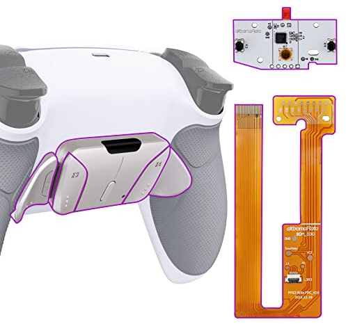 eXtremeRate Real Metal Buttons (RMB) Programable RISE4 Remap Kit para ps5 Mando BDM-030/040/050 Actualización Board & Carcasa Trasera & 4 Palancas Botones Traseros para ps5 Control(Blanco Plata)