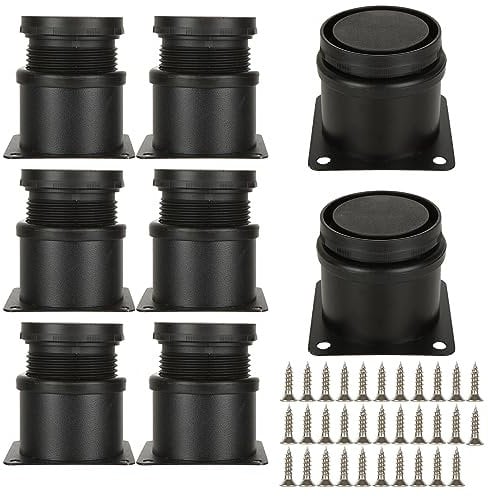 ZOFUN 8 Pcs Furniture Legs Adjustable, 60mm x 50mm Cabinet Legs Stainless Steel, Round Metal Cupboard Legs with 15mm Adjustable Length, Brushed Sofa Feet for Furniture Desk Sofa Cupboard Cabinets