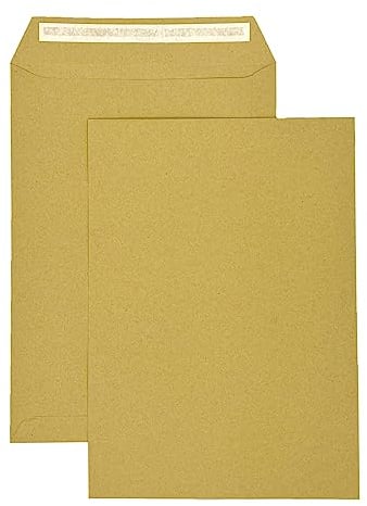 PAKNOR® 50x Braun Versandtaschen DIN C4 229× 324 mm 90g Briefumschläge ohne Fenster gerade Klappe Haftklebung Großbrief a4 Briefkuverts Geschäfts-Umschläge