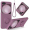 GUAGUA Coque pour Samsung Galaxy Z Flip 5 5G - Support-Anneau à 360 - Silicone Liquide avec Lanyard - Doublure Interieure Souple - Etui de Pretection Antichoc pour Samsung Z Flip 5-6.7''(Violet)