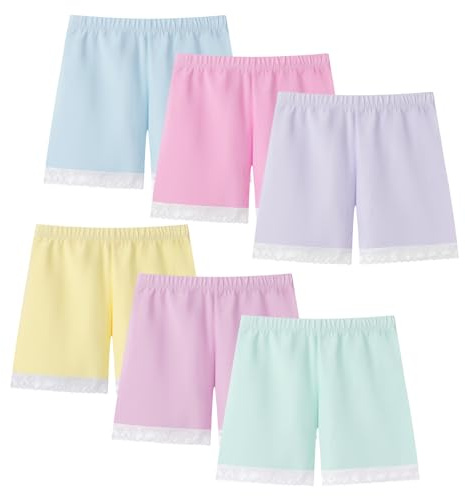 Anntry 2-12 Ans Fille Short de vélo de Couleur Unie Robe de sécurité Culotte Shorty pour Tout-Petits Lot de 6 sous-vêtements