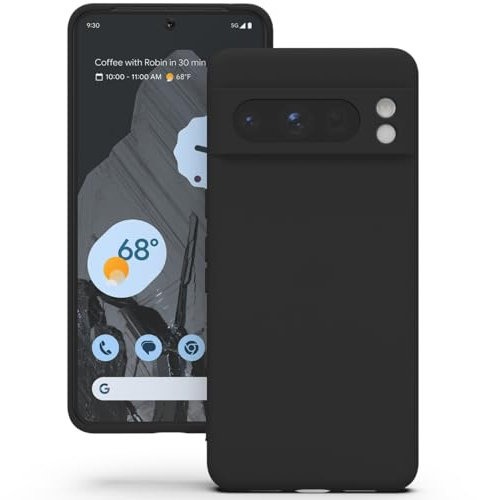 YATWIN für Google Pixel 8 Pro Hülle, Premium Silikon Handyhülle mit Kameraschutz, Seidig-Weicher Berühren Ultra Dünne Stoßfeste Kratzfeste Schutzhülle, Schwarz