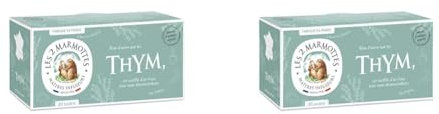 Les 2 Marmottes - Infusion Thym des Marmottes 30 sachets - Anti rhume - Bien-Être et Relaxation - Pour dégager les voies respiratoires - Made In France - Sans arômes ajoutés - 35g (Lot de 2)