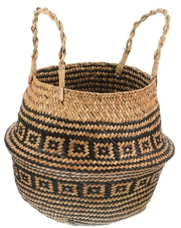 Unomor Blumenkorb Pflanzgefäße Für Zimmerpflanzen Geflochtener Blumentopfhalter Geflochtene Bauchkörbe Korb Flechten Bauchkorb Pflanzer Bauchkorb Aus Rattan Baby Wäschewanne Seetang Gras