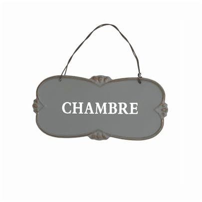 Plaque de Porte décorative Vintage Chambre Fer Gris 12x7cm